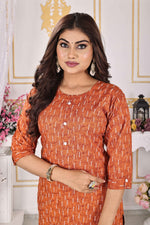 Load image into Gallery viewer, Mustard Orange Kurti Rayon Comfort with Subtle Print
