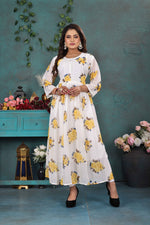 Load image into Gallery viewer, Elegant White Floral Georgette Gown