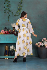 Load image into Gallery viewer, Elegant White Floral Georgette Gown