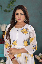 Load image into Gallery viewer, Elegant White Floral Georgette Gown