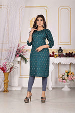 Load image into Gallery viewer, Bottle Green Kurti Elegant Rayon with Diamond Print
