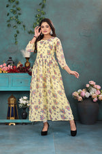 Load image into Gallery viewer, Sunshine Yellow Floral Georgette Gown