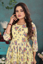 Load image into Gallery viewer, Sunshine Yellow Floral Georgette Gown