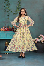 Load image into Gallery viewer, Sunshine Yellow Floral Georgette Gown