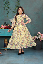 Load image into Gallery viewer, Sunshine Yellow Floral Georgette Gown