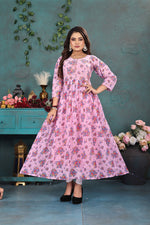 Load image into Gallery viewer, Blush Pink Floral Georgette Gown