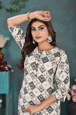Load image into Gallery viewer, White Ethnic Printed Kurti – Designer Rayon Comfort Fit