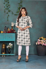 Load image into Gallery viewer, White Ethnic Printed Kurti – Designer Rayon Comfort Fit