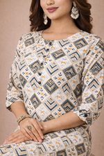 Load image into Gallery viewer, White Ethnic Printed Kurti β Designer Rayon Comfort Fit