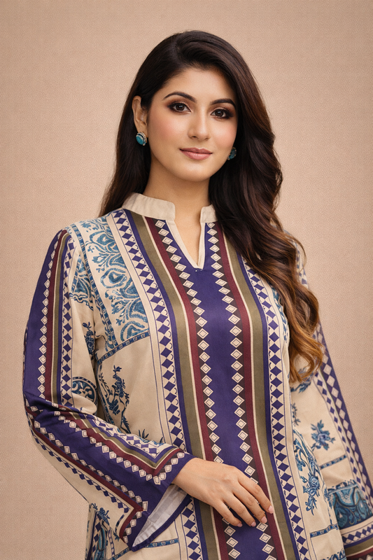 Azeenia Indigo Heritage Stripe Luxe Co-Ord