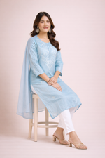 Load image into Gallery viewer, Powder Blue Classic 3-Piece Dress Set