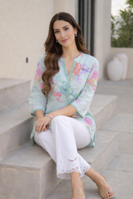 Load image into Gallery viewer, Azeenia Mint Green Floral Printed Womenβs Top