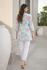 Load image into Gallery viewer, Azeenia Mint Green Floral Printed Womenβs Top