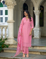 Load image into Gallery viewer, Soft Pink Bored Schiffli Work And Handwork with floral-printed dupatta
