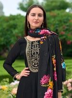Load image into Gallery viewer, Black Anarkali Style Dress with Jari & Sequence Work with Trousers & With Dupatta