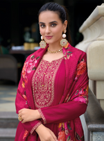 Load image into Gallery viewer, Pink Anarkali Style Dress with Jari & Sequence Work with Trousers & With Dupatta