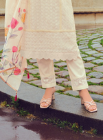 Load image into Gallery viewer, Off White Handwork & Embroidered Chanderi Silk Kurta with Trousers & With Dupatta