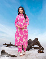 Load image into Gallery viewer, Pink Princess Cut Reyon Cord Set with white floral print