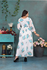 Load image into Gallery viewer, Chic White &amp; Blue Floral Georgette Gown
