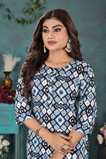 Load image into Gallery viewer, Blue Abstract Printed Kurti Soft Rayon Everyday Style
