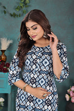 Load image into Gallery viewer, Blue Abstract Printed Kurti Soft Rayon Everyday Style
