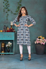 Load image into Gallery viewer, Blue Abstract Printed Kurti Soft Rayon Everyday Style
