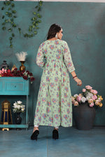 Load image into Gallery viewer, Pastel Green Floral Georgette Gown
