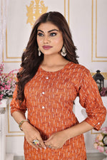 Load image into Gallery viewer, Mustard Orange Kurti Rayon Comfort with Subtle Print

