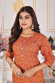 Mustard Orange Kurti Rayon Comfort with Subtle Print