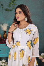 Load image into Gallery viewer, Elegant White Floral Georgette Gown
