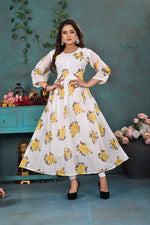 Load image into Gallery viewer, Elegant White Floral Georgette Gown
