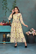 Load image into Gallery viewer, Sunshine Yellow Floral Georgette Gown
