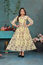Load image into Gallery viewer, Sunshine Yellow Floral Georgette Gown
