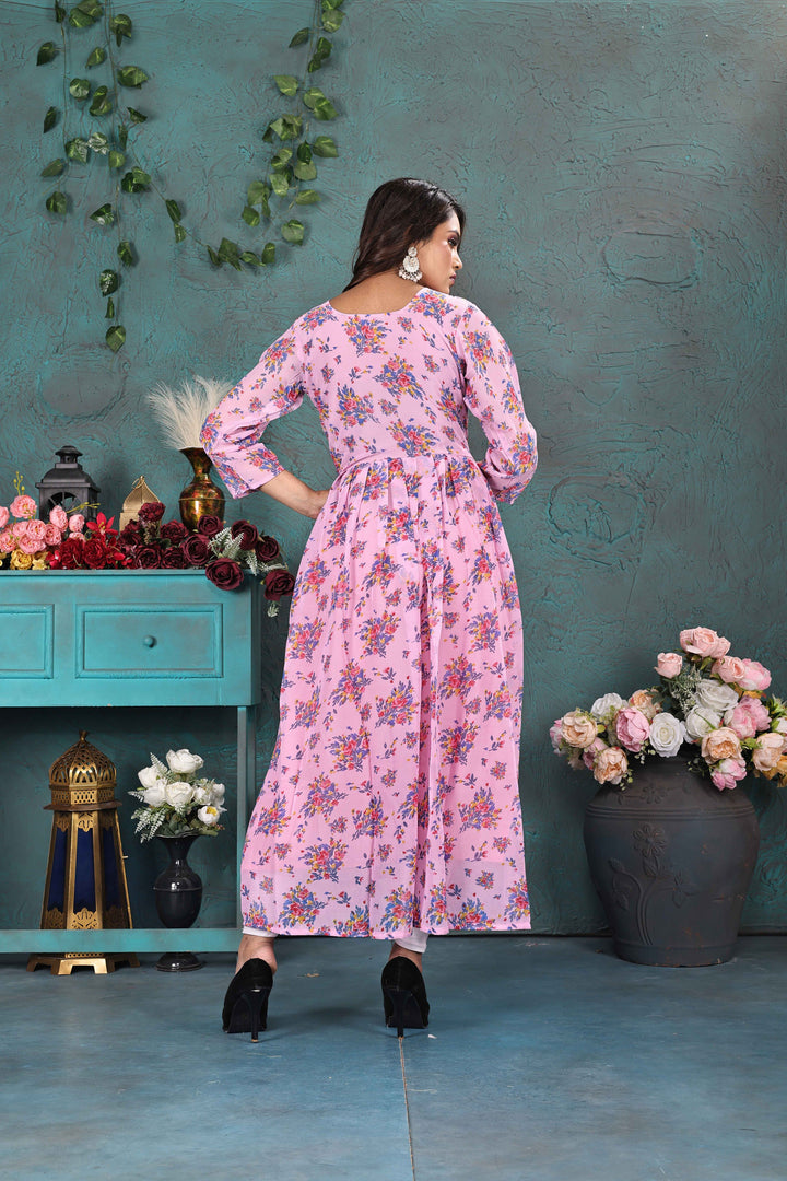 Blush Pink Floral Georgette Gown