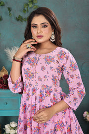 Blush Pink Floral Georgette Gown