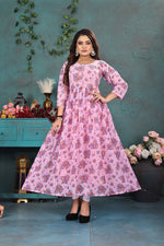 Load image into Gallery viewer, Blush Pink Floral Georgette Gown
