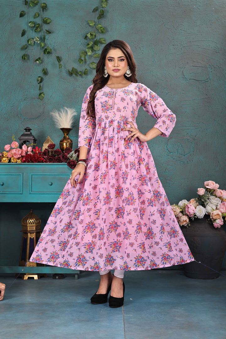 Blush Pink Floral Georgette Gown