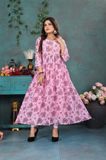 Load image into Gallery viewer, Blush Pink Floral Georgette Gown
