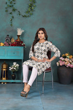 Load image into Gallery viewer, White Ethnic Printed Kurti – Designer Rayon Comfort Fit
