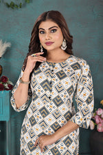 Load image into Gallery viewer, White Ethnic Printed Kurti – Designer Rayon Comfort Fit
