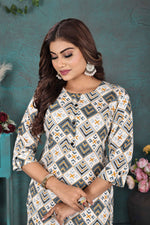Load image into Gallery viewer, White Ethnic Printed Kurti – Designer Rayon Comfort Fit
