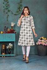 Load image into Gallery viewer, White Ethnic Printed Kurti – Designer Rayon Comfort Fit
