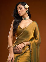 Load image into Gallery viewer, Regal Golden Silk Saree with Elegant Border
