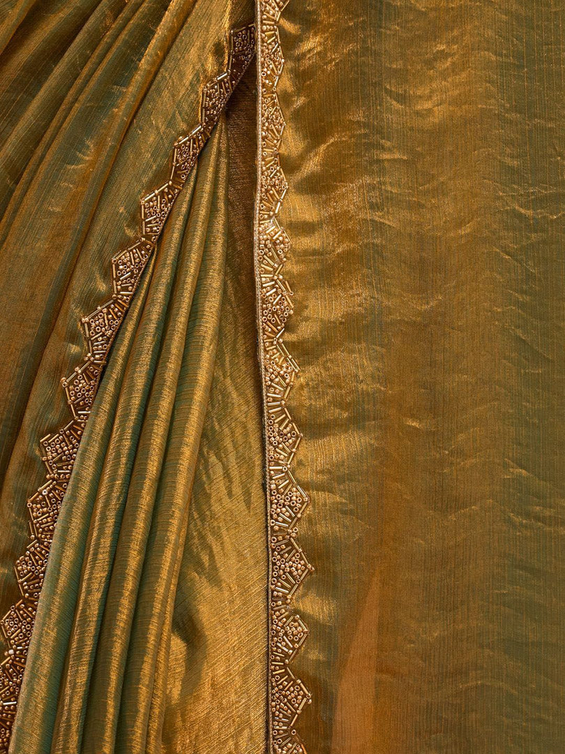 Regal Golden Silk Saree with Elegant Border