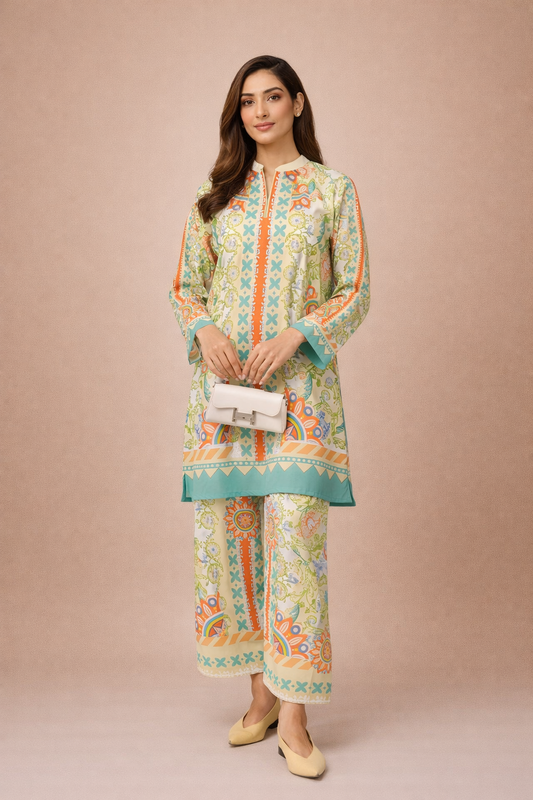 Azeenia Ivory Garden Contemporary Co-Ord