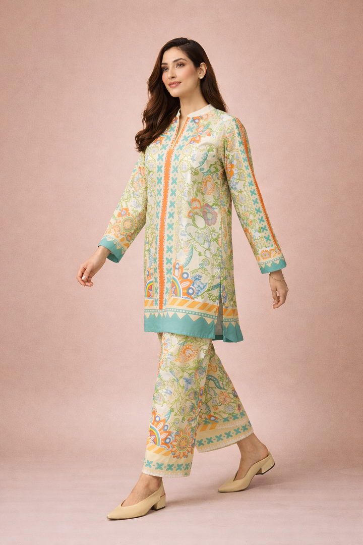 Azeenia Ivory Garden Contemporary Co-Ord