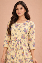 Sunshine Yellow Floral Georgette Gown