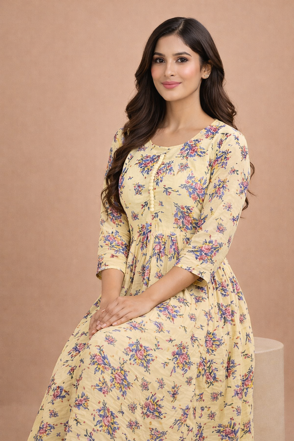 Sunshine Yellow Floral Georgette Gown