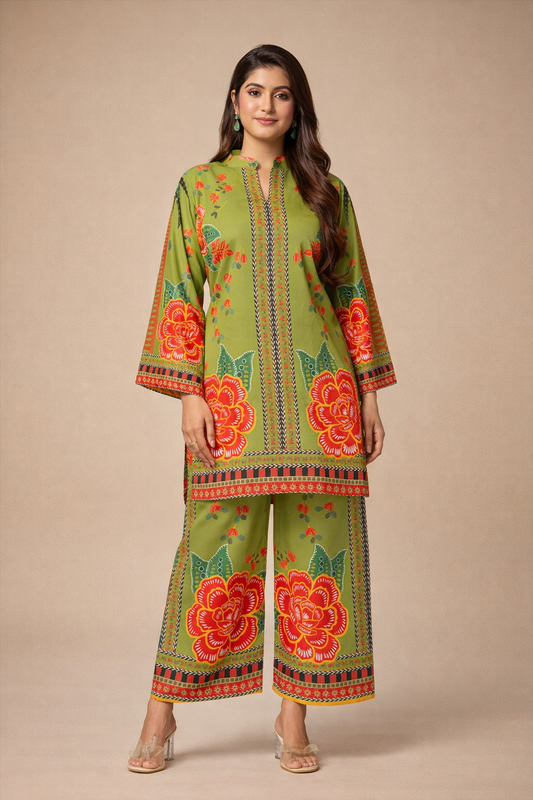 Azeenia Emerald Bloom Modern Luxe Co-Ord Set