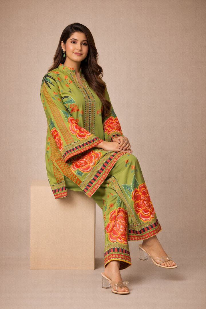 Azeenia Emerald Bloom Modern Luxe Co-Ord Set